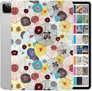 iPad 2020 PRO 12.9 Inch 4 2021 5 Gen [ 4th 5th Generation ] A2378 A2461 A2379 A2462 A2229 A2069 A2232 A2233 Printed Slim Hard Shell Protective Stand Cover - Yarn Flowers