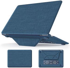 DTangLsm Compatible for MacBook Pro 13 inch Case M2 2024 2023 2022-2016 M1 A2338 A2289 A2251 A2159 A1989 A1706 A1708 - Fabric Textured Hard Shell Case with Foldable Kickstand & Keyboard Cover, Blue