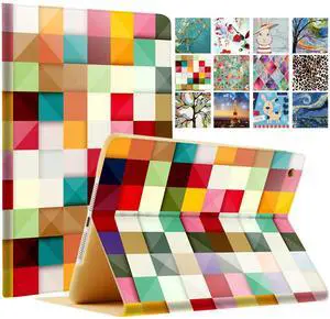 DuraSafe Cases for iPad 7.9 Inch Mini 4 2015 Mini 5 2019 [ Mini 4th / 5th Gen ] A1538 A1550 A2133 A2124 A2126 A2125 Printed Folio Magnetic Smart Protective Sleek & Classic Design Cover - Color Grid