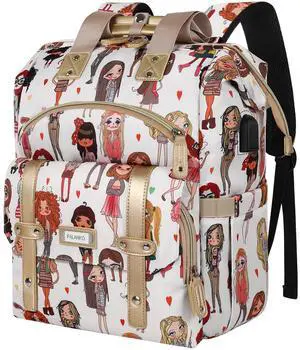 FALANKO Laptop Backpack for Women,Teacher Doctor Nurse Work Purse Bag for 15.6 Inch Laptop, Wide Open Computer Bookbag, Large backpack for women with USB Charging Port RFID Anti Theft Pocket