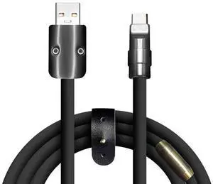 Black Chubby - Special Black Samurai Edition Durable 240W Fast Charging Cable Ultra-Thick Silicone USB C Cable for iPhone 16/15 Series iPad MacBook Galaxy Series, USB A to Type C, 3.3FT