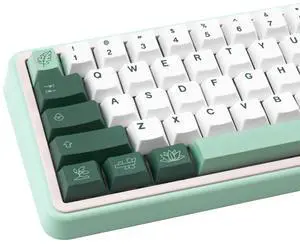 GEKUCAP Botanical Keycaps 130 Keys Minimalist Custom Keyboard Keycap White and Green Keycaps Dye Sublimation Cherry Profile Keycaps Set for MX Switches Mechanical Keyboard