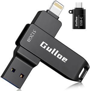 Gulloe 512GB iPhone Flash Drive for Photos, Memory Stick Storage File Data Backup, Compatible with iPhone iPad Android PC, Plug and Play, No Application Required (Dark Gray)