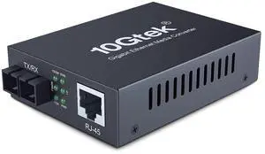 Gigabit SC to RJ45 Fiber Media Converter, Multimode Fiber to Ethernet Converter, 10/100/1000Mbps RJ45 Port to 1000Mbps Multi-Mode Fiber Dual SC Port, MMF, 850nm, up to 550m, Auto-Negotiation