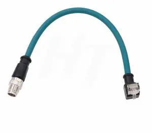 HangTon Ethernet M12 8 Pin X-Coded RJ45 Down Angle Network Data Cable for Cognex Keyence Basler Sensor Automation High-Speed Flexible Shield Waterproof 30cm