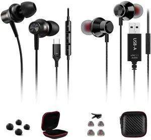 HGCXING USB Headset with Microphone for PC and USB C Headphone
