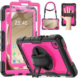 HXCASEAC Case for Samsung Galaxy Tab A9 8.7 Inch, Protective with Screen Protector/Hand Strap/Pen Holder, Sturdy Shockproof for Samsung A9 Tablet Case SM-X110 SM-X115 SM-X117 - Rose