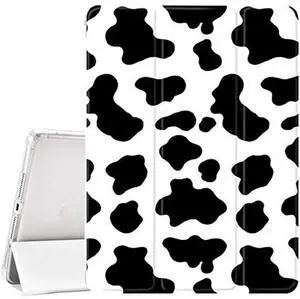 Idocolors Cow Printed Pattern Girly Pad Case Cover for iPad Mini 5 White Case Cow Dalmatian Spots Pattern Anti-Scratch Shockproof Lightweight Smart Trifold Stand Cover Soft TPU Cover for iPad Mini 5