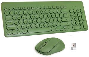 Wireless Keyboard and Mouse Combo,JieruiDeng 2.4Ghz USB Cordless Full-Sized Colorful Keyboard with Numeric Keypad and Noisless Mice Set for Computer Laptop PC Gamer (Green)