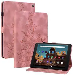 KEFBWAO Case for All-New Amazon Fire HD 10 and 10 Plus Tablet (13th/11th Generation, 2023/2021 Release), Magnetic Clasp Stand Leather Case with Pen Holder for Fire HD 10 2023 Tablet, Pink