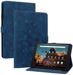 KEFBWAO Case for All-New Amazon Fire HD 10 and 10 Plus Tablet (13th/11th Generation, 2023/2021 Release), Magnetic Clasp Stand Leather Case with Pen Holder for Fire HD 10 2023 Tablet, Blue