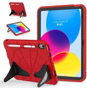 Kezigud Case for iPad (A16) 11th Gen 2025/ iPad 10th Gen, Shockproof Cute Heavy Duty Rugged Hybrid with Kickstand & Pencil Holer for Kids Children Boys for Apple i Pad (A16) 11th/10th Gen(Red+Black)