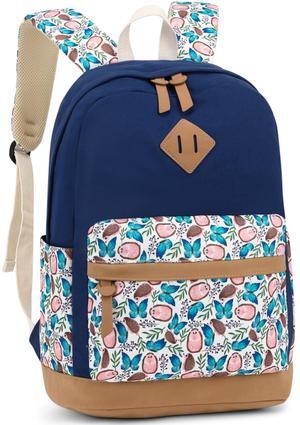 Leaper Girls Cute Backpack for School Laptop Backpack Canvas Travel Backpack for Women Kids Backpack College Kawaii Bookbag Hedgehog Dark Blue