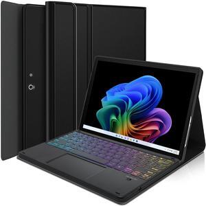 Touchpad Keyboard Case for 13 Inch Microsoft Surface Pro 11 / Pro 10 / Pro 9, LDSOYIA Rainbow Backlit Wireless Trackpad Keyboard PU Cover Case for Surface 11th Edition AI 2024/Pro 10/Pro 9 5G