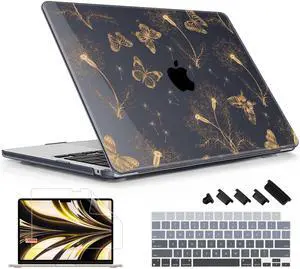 Lepeoac for MacBook Air 13.6 inch Case M4 M3 M2 2025 2024-2022 Release Model A3240 A3113 A2681, Sturdy Plastic Hard Shell Case for MacBook Air M2 13 inch with Touch ID, Butterflies