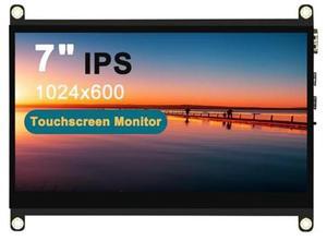 LESOWN New! Touch Screen 7 inch Display IPS 1024x600 HDMI Display, USB Powered Capacitive Touchscreen with Dual Speakers for Raspberry Pi 4 3 Windows AIDA64 Temperature CPU Monitoring