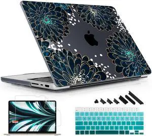 Lepeoac for MacBook Pro 16 inch Case 2021 2022 2023 2024 Release A3186 A3403 M4 A2991 M3 A2780 M2 A2485 M1 Pro/Max, Hard Shell Case with Screen Protector & Keyboard Cover, Luxury Floral