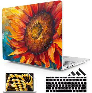 Lepeoac Case for Microsoft Surface Laptop 13.8 inch, 2024 Windows 11 Copilot+ PC, 7th Edition Touchscreen Display, Plastic Hard Shell Case with Keyboard Cover & Screen Protector, Sunflower