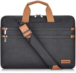 LONMEN 15.6 Inch Laptop Shoulder Bag,Computer Sleeve Carrying Case for Lenovo 15.6" Ideapad 330/15.6" HP EliteBook 850 G3 / Dell New Latitude 3590 Chromebook Ultrabook (Black)