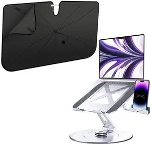 LOXP Dual-Layer Windshield Sun Shade Car Umbrella & NH-01 Swivel Laptop Stand for Desk with Rotating Foldable Phone Holder