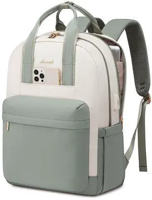 LOVEVOOK Laptop Backpack Purse for Women, 15.6 Inch Travel Laptop Bag with USB Port, Waterproof Work Teacher Nurse Computer Backpack, Durable Casual Daypack