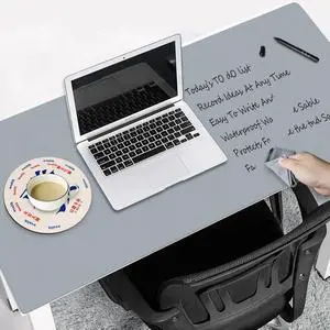 Magnetic Dry Erase Desk Mat for Making Plans,31.5"x15.7" Writable & Erasable Desk Mouse Pad with 2 Markers & 2 Cloths,Waterproof Writing Desk Pad for Office Home School Classroom (Pale Gray)