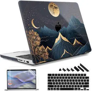 May Chen Case for M4 MacBook Pro 16 inch A3403 Max A3186, M3 A2991 M2 A2780 M1 A2485 Pro Max 2024 2023 2022 2021 Release, Plastic Hard Shell Case with Screen Pretector&Keyboard Cover, Starry Mountain