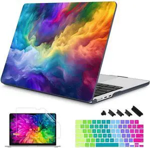 Mektron Designed for 2025/2024/2023 MacBook Air 15 INCH M4 A3241 /M3 A3114 /M2 A2941 Case, Printed Plastic Hard Shell Cover with 15.3" Liquid Retina Display Touch ID, Rainbow Cosmic
