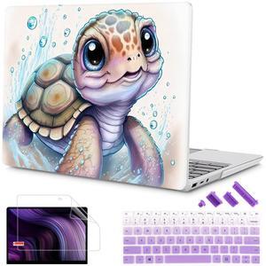 Mektron Case for 13.5" Microsoft Surface Laptop 5/4/3 with Metal Palm Rest Model 1951/1868, 2019/2021/2022 Release Plastic Hard Shell Cover with Screen Protector + Keyboard Cover, Cute Turtle
