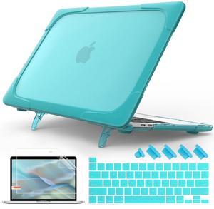 Mektron for MacBook Pro 13 Case M1 M2 A2338 A2289 A2251 2022 2021 2020 Release, Heavy Duty Slim Hard Shell Dual Layer Protective Cover with Fold Kickstand Pro 13 inch Touch Bar & Touch ID, Sky Blue
