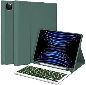 MMK iPad Pro 11 inch 4th 3rd Gen Case with Keyboard, iPad Air 5th 4th 10.9 inch & iPad Air 11 inch (M2) 2024 Keyboard Case, Detachable Bluetooth Keyboard with Pencil Holder - Deep Green