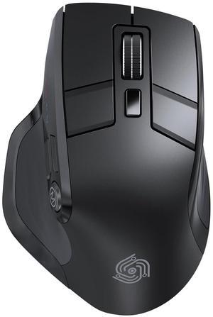 MKETech Electronics Ergonomic Silent Wireless Mouse 2.4GHz Bluetooth- for Computer Laptop Tablet,Multi-Device Toggle,OLED Display,Adjustable DPI, Full Size, 9 Buttons,Rechargeable, MKE-602, Black