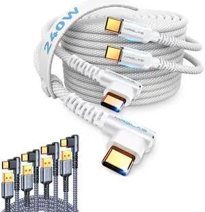 MRGLAS 4-Pack 3.2A USB A to USB C Cable & 2-Pack 240W USBC to USBC Cable