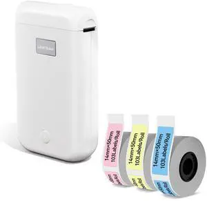 NelkoGlobal Mini Label Maker with 14 x 50mm Pure Color Label Maker Tape, with Multiple Personalized Templates for Family School Work, 103 Lables/Roll