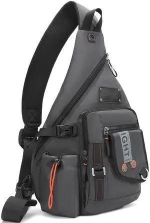 NICGID Sling Bag Backpack, 13.3'' 14.1'' Laptop Bag Crossbody Shoulder Chest Backpacks Travel Outdoors for Men Women (Grey-2609, 14.1-Inch)