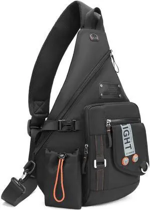 NICGID Sling Bag Backpack, 13.3'' 14.1'' Laptop Bag Crossbody Shoulder Chest Backpacks Travel Outdoors for Men Women (Black-2609, 14.1-Inch)