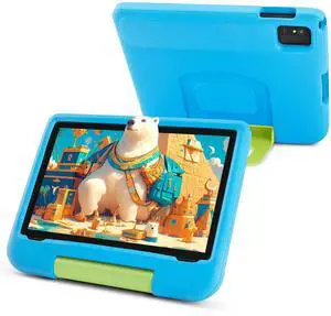 paitanry Android 14 Tablet for Kids - Kids Tablet 10.1 inch with Blue EVA Case, Android 14, A523 Octa-Core CPU, 8GB+64GB, Wi-Fi 6 (2.4GHz & 5GHz), Dual Camera, GMS, Parental Control