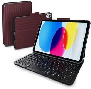 PAUL B for iPad 10th/11th Generation Case with Keyboard 10.9 Inch 2022/11 Inch 2025,Cover with Pencil Holder,Integrated for 10 Gen/11 Gen(A16),Wireless iPad Keyboard Case,Thin & Light (Red)