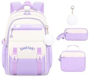 College Style Backpack Set Laptop Backpacks for Men Women, Travel, or Work Bookbag with Tablet Sleeve Purple Large