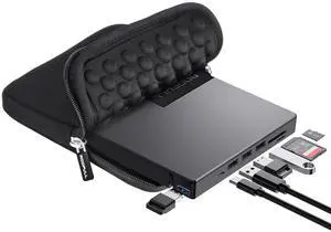 ROOFULL External CD DVD Drive USB 3.0 & USB-C, 8 IN 1 CD/DVD-ROM Player Burner +/-RW Disc Drive with SD/TF Card Reader + USB Hub + Carrying Case for Laptop Desktop PC Windows 11/10/8/7 Apple Mac Linux
