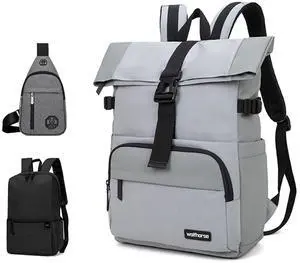 SAIA TIAN Water-Resistant Commute Expandable Casual Daypack for 13-15.6 inch MacBook, Rucksack for Work Trip,for Men and Women, Complementary products, Black (Grey)