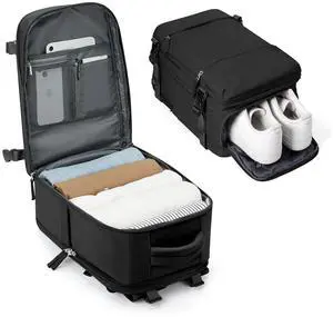 Small Black Gym Backpack for Women Men, Waterproof Sports Backpack with Expandable Shoe Compartment, Lightweight Travel Backpack Dance Backpack Casual Daypack Gym Bag