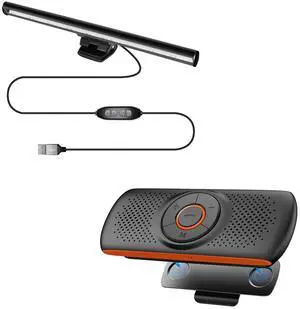skybess Wireless Bluetooth Car Speakerphone + Laptop Monitor Light Bar LED USB Reading Lamp
