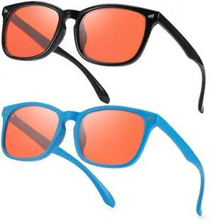 SODQW 2 Pack Blue Light Blocking Glasses for Women Men Improve Sleep Anti Blue Eyeglass Orange Lens for Computer TV Phone