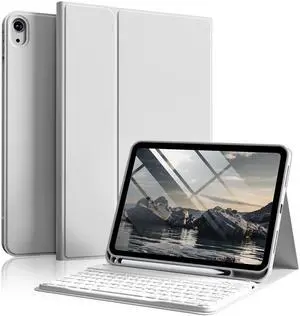 SZPSGC for iPad (A16) 11th/10th Generation Case with Keyboard, 11 Inch/10.9 Inch iPad (2025/2022), Detachable Wireless Bluetooth Keyboard, Stand Folio Cover with Pencil Holder, Grey