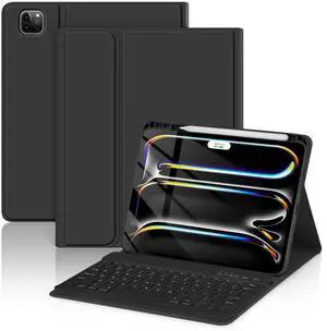 TaIYanG Keyboard Case for iPad Pro 11-inch (M4) 2024 Model (A2836/A2837/A3006), Detachable Magnetic Bluetooth Keyboard Case with Pencil Holder - Flip Stand Cover for iPad Pro 11 Inch(Black)