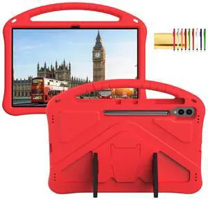 Kids Case for Samsung Galaxy Tab S10 Ultra/S9 S8 Ultra 14.6-inch Tablet, Techcircle Light Weight Shock Proof EVA Foam Handle Rugged Stand Protective Cover, Red