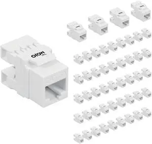 Tecmojo Cat6A Unshielded Keystone Jack with 180 Degree Termination 50 Pack, White