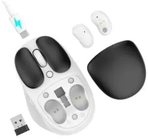 TMICE W2 Wireless Bluetooth Mouse with Earphone Combo - Bluetooth 5.0, 5 Adjustable DPI, Long Battery Life Up to 60 Hours, Black