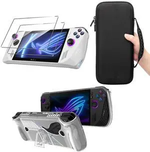 Tmiyas Carrying Case for ROG Ally X 2024, Ally X Handheld Game Console Case, 3-in-1 Accessories for ROG Ally X 2024 (Carry Case, Cover Case, 2Pcs Screen Protector)